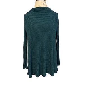 We the free people teal ribbed shawl sweater open back boho minimalist size XS